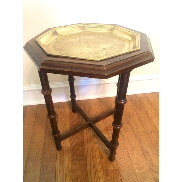 Brandt Brandt Brass Tray Side Table Faux Bamboo For Sale - Image 4 of 10