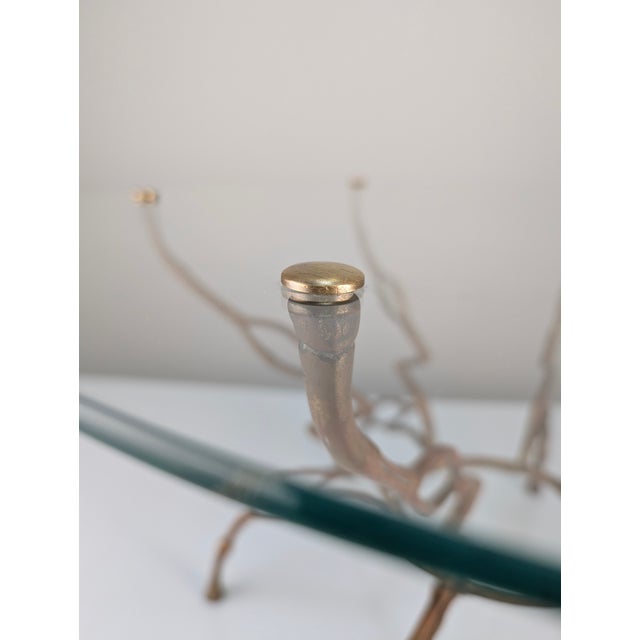 Gold Hollywood Regency Zigzag Coffee Table in Bronze and Faux Bamboo, 1960s For Sale - Image 8 of 12