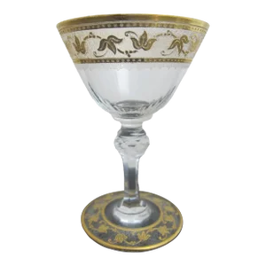 St Louis France Gold Gilt Encrusted Leaves Callot Thistle Aperitif Cordial Glass 4 1/4"