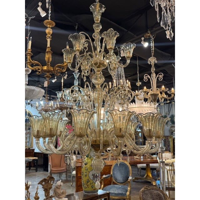 Transitional Large Scale Murano Glass Chandelier For Sale - Image 3 of 6