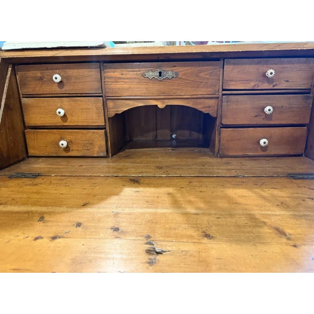 Wood 19th Century European Pine Secretary Desk For Sale - Image 7 of 8