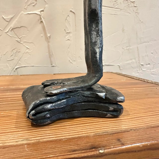 Silver Hand-Forged Iron Candle Holder For Sale - Image 8 of 10