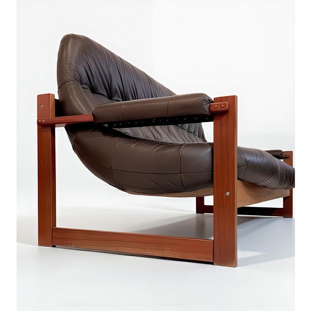 Mid-Century Modern Leather MP-91 / MP-163 Earth Lounge Sofa from Percival Lafer, Brazil, 1970s For Sale - Image 3 of 9