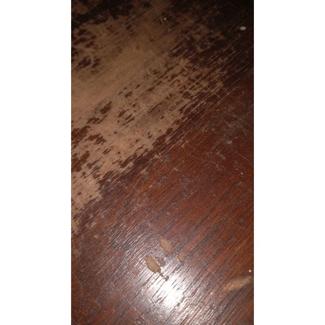 Antique Stately Primitive Mexican-Style Secretarial Writing Table - Carved Solid Wood Desk With Historied Weathering For Sale - Image 10 of 14