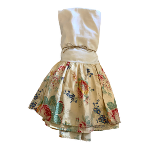 Vintage Ralph Lauren Garden Club Elisa Floral Roses Full Bed Skirt Cottage Core French Country Cotton Fabric Multicolor on Yellow- Ivory Grown