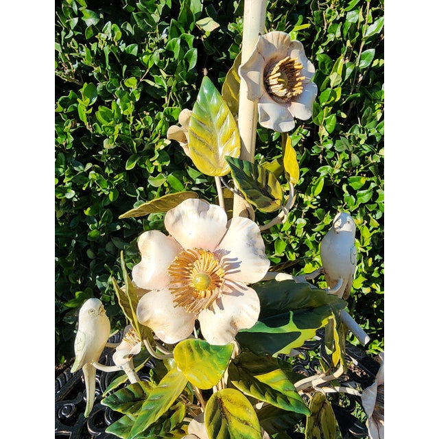 Mid 20th Century Italian Tole Flora and Fauna Table Lamp For Sale - Image 12 of 16