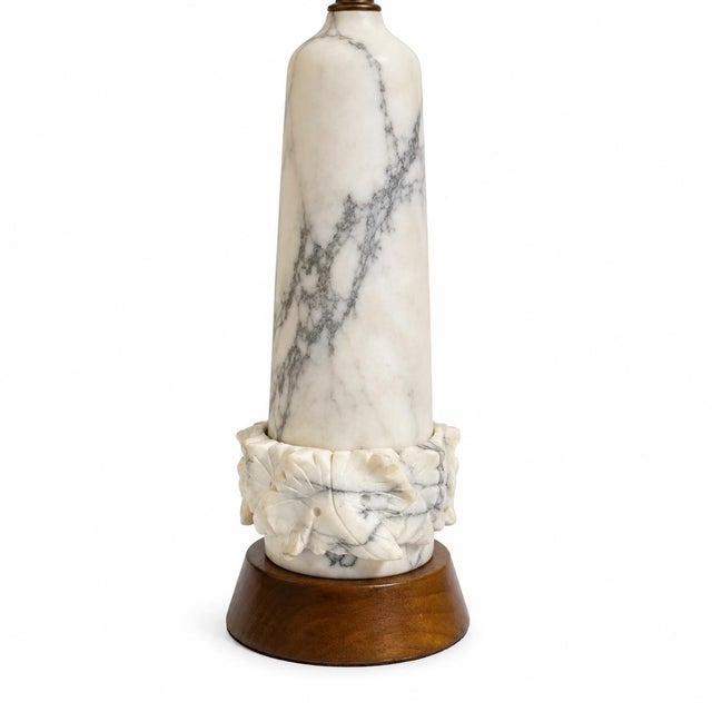 1960s Mid-Century Carved Marble Table Lamps - Pair For Sale - Image 4 of 5