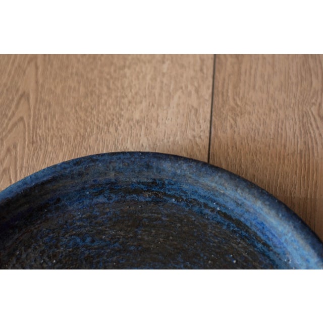 Vintage California Blue Glaze Planter Pot With Saucer by Gainey Ceramics For Sale - Image 10 of 12