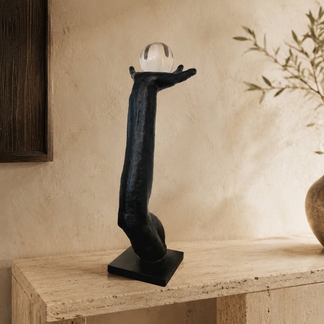 1990s 1990s Arm & Hand Sculpture Male Anatomic Statue Black Iron Postmodern Metal Art 27" For Sale - Image 5 of 17