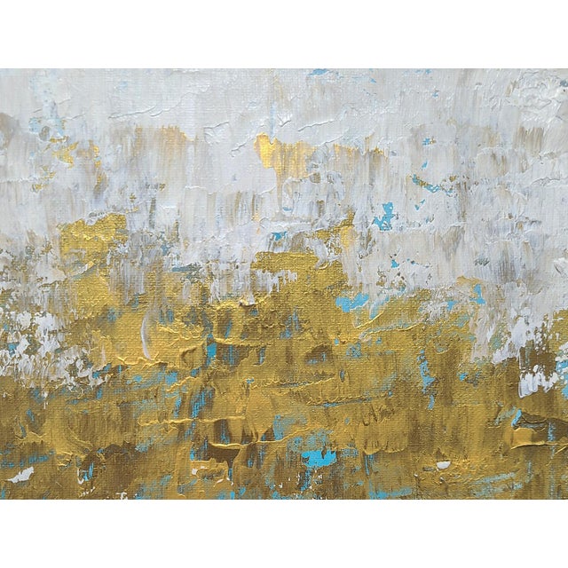 Abstract Original Abstract Framed Art Painting Gold Metallic For Sale - Image 3 of 7