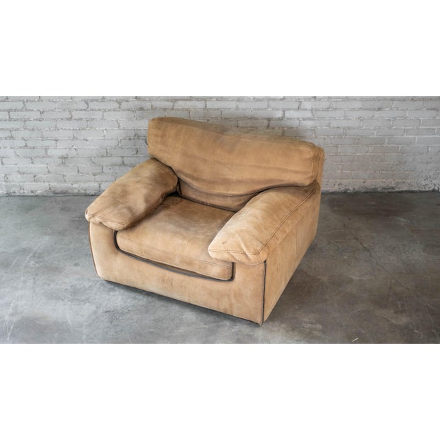 Roche Bobois Roche Bobois for Tre Erre S.p.A. Buffalo Camel Leather Club Chair For Sale - Image 4 of 13