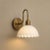 Handcrafted Brass Wall Sconce With Scalloped Opal Glass Shade, Bedroom Wall Lamp For Sale - Image 6 of 8