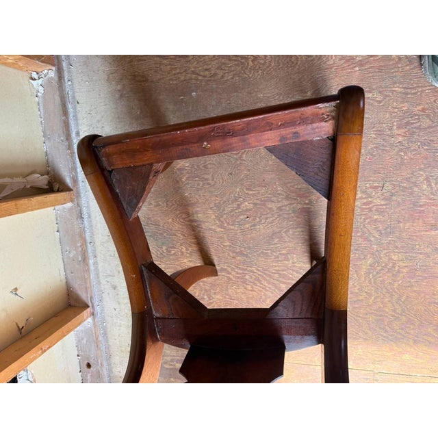 Early 20th Century Set of 6 Crotch Flame Mahogany Empire Style Saber Leg Dining Chairs For Sale - Image 18 of 18