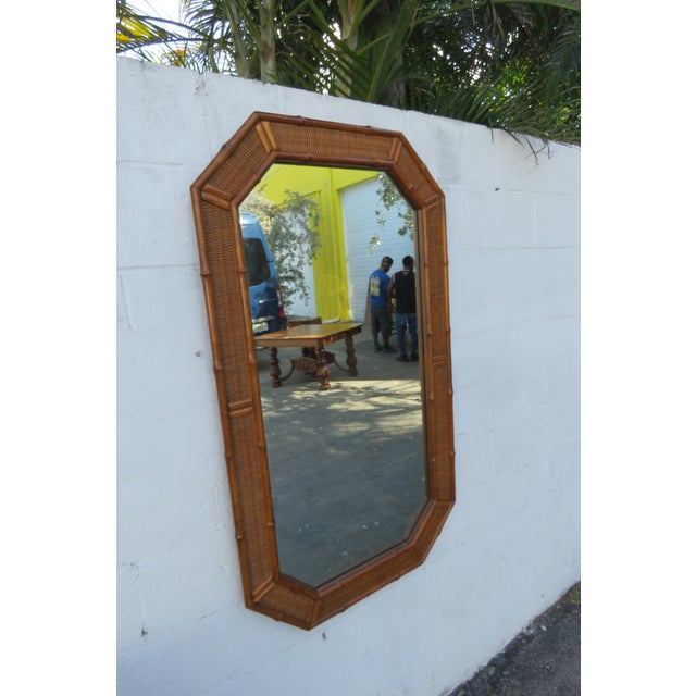American of Martinsville Hollywood Regency Vanity Dresser Bathroom Wall Faux Bamboo Caned Mirror 5760 For Sale - Image 4 of 12