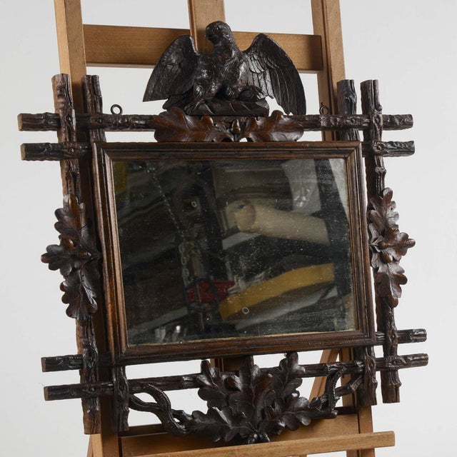 20th Century Mirror in Wood Carved with Eagle and Oak Leaves, Italy For Sale - Image 3 of 9