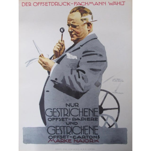 1926 Original German Art Deco Poster, Der Offsetdruck For Sale