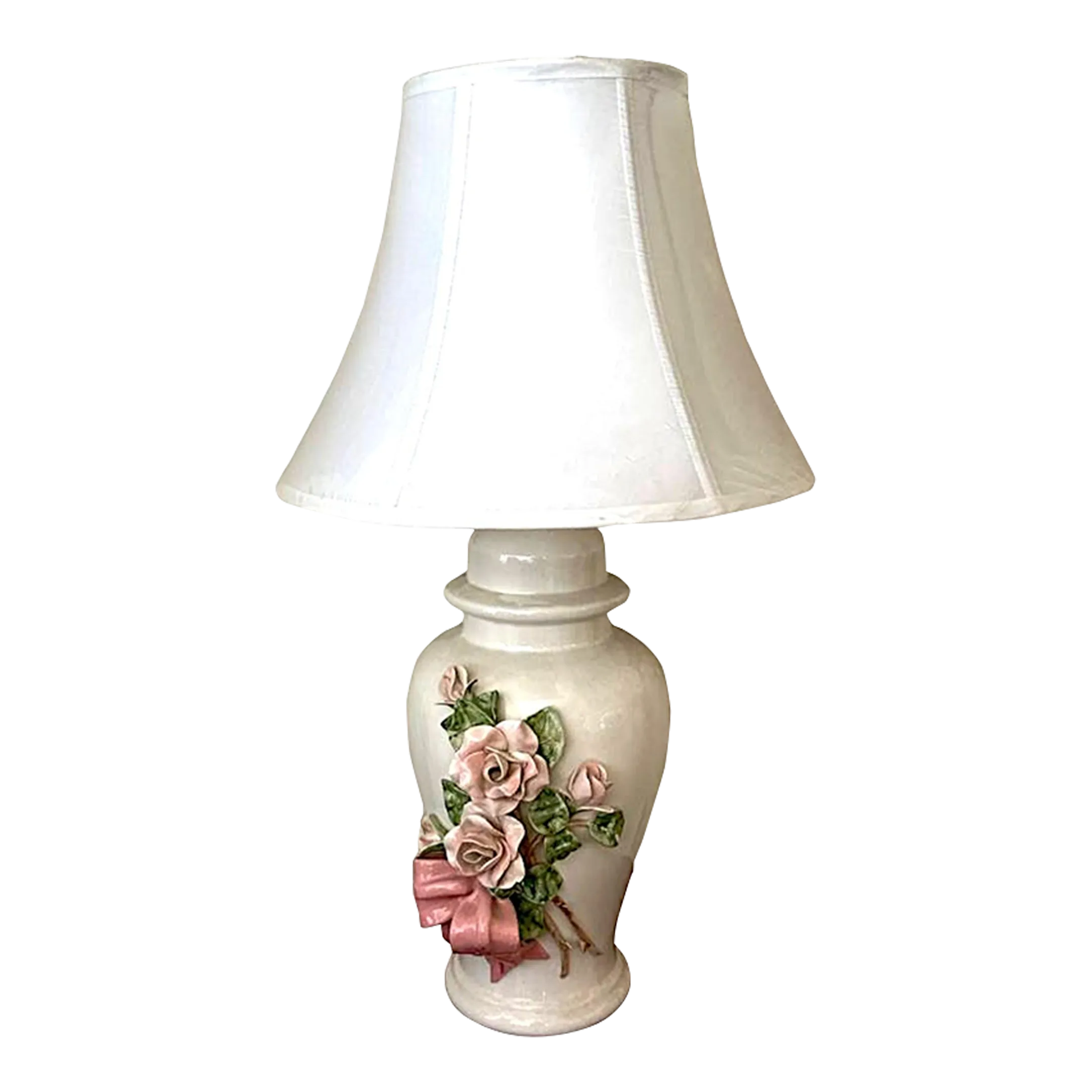 Capodimonte Rose Encrusted Ginger Jar Lamps - a Pair | Chairish