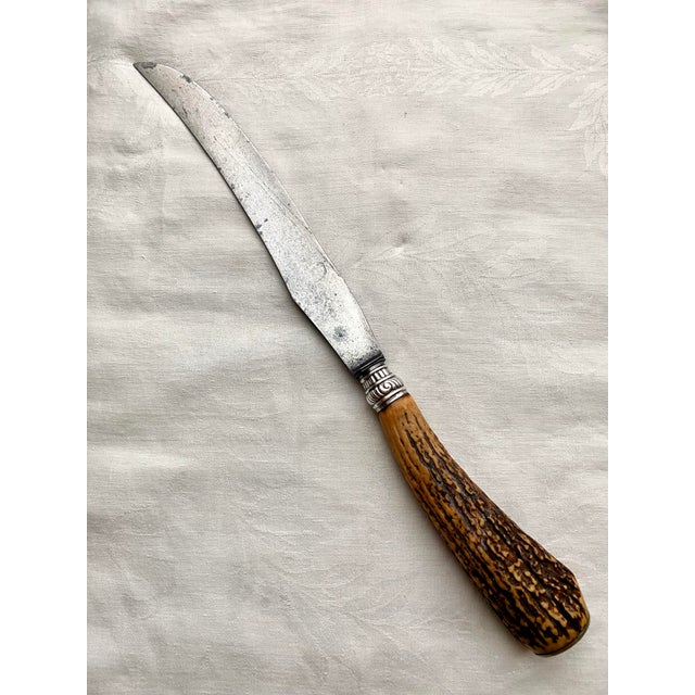 Brown Antique Carving Set With Stag Antler Handles - 3 pcs For Sale - Image 8 of 14