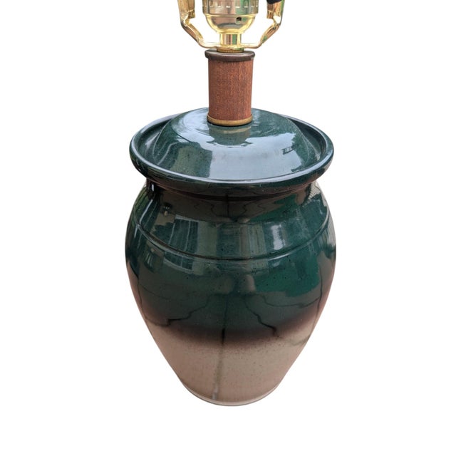 Mid-Century Modern Vintage Studio Pottery Table Lamp For Sale - Image 3 of 11
