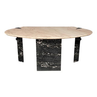 Italian Modern Wall Console or Desk in Black Marquina and Pink Portogallo Marble, 1980s For Sale