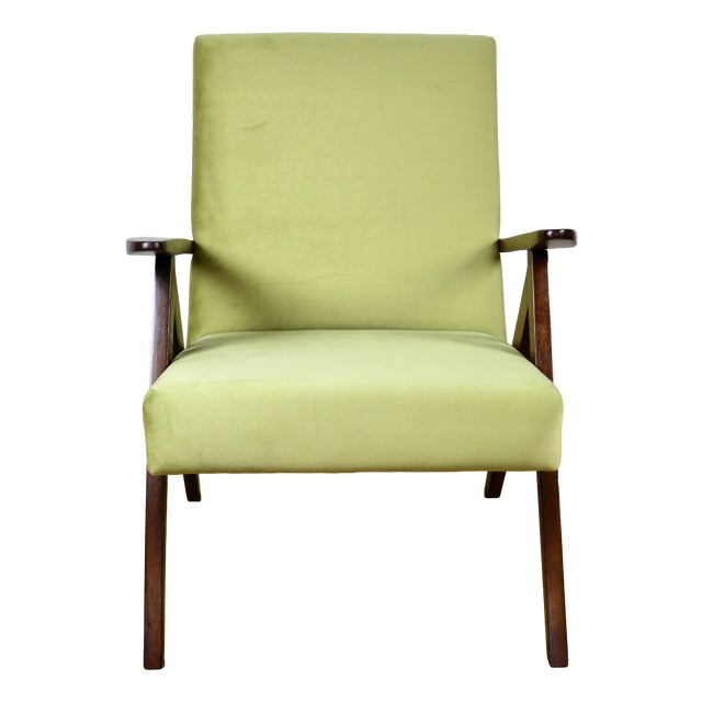 B-310 Var Armchair in Green Olive Velvet, 1970s For Sale