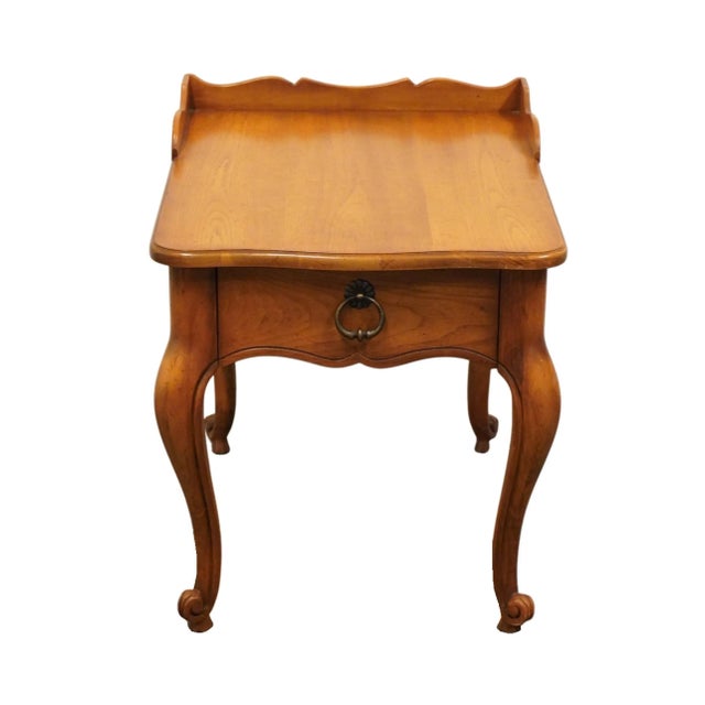 French Country Drexel Furniture Solid Pecan Country French Style 19x26" Accent End Table For Sale - Image 3 of 12