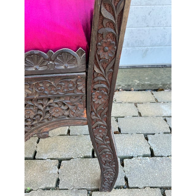 Antique Anglo-Indian Carved Teak Side Chair For Sale - Image 11 of 12