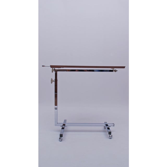 Metal Rollable Folding Side Table in Chrome and Wood from Bremshey Variett, 1970s For Sale - Image 7 of 10