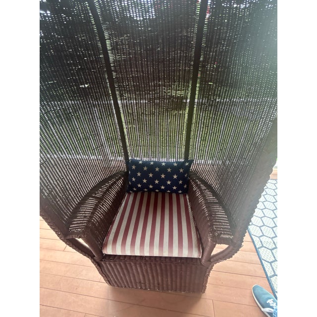 Vintage Boho Wicker Porter's Chair / Hooded Canopy Dome Chair For Sale - Image 4 of 9