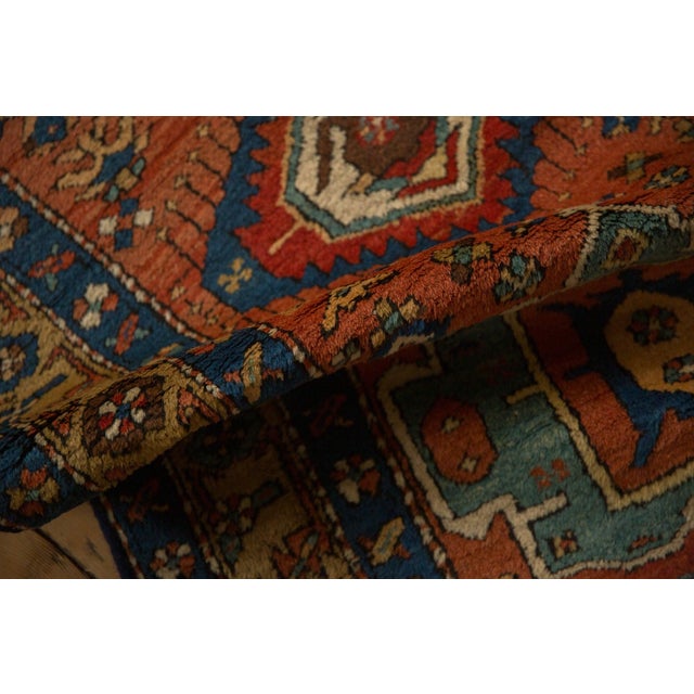 Shabby Chic Antique Heriz Rug Runner - 3'7" x 11'7" For Sale - Image 3 of 11