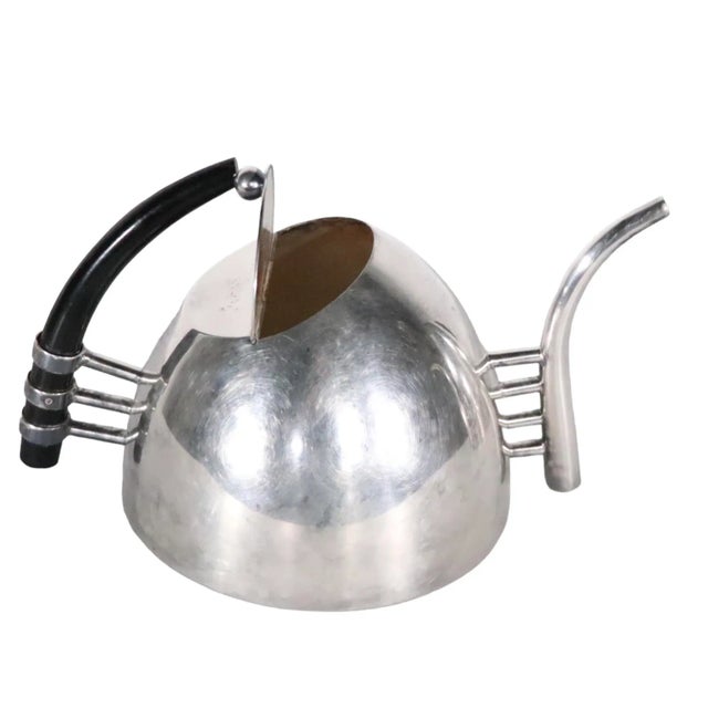 Lino Sabattini 2 Pc. Postmodern Silver-Plate Coffee Tea Pot Set Made in Italy by Sabittini C 1980's For Sale - Image 4 of 13