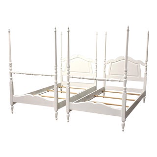 White Ethan Allen Country French Twin Beds- a Pair For Sale