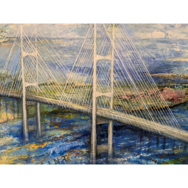 Dames Point Bridge, Abstract Expressionist, Mixed Media on Canvas, Marsha Glazière For Sale In Jacksonville, FL - Image 6 of 9