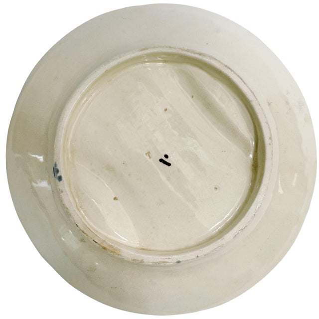 Ceramic Antique French Barbotine Asparagus Plate With Scalloped Sauce Well, Circa 1890 For Sale - Image 7 of 7