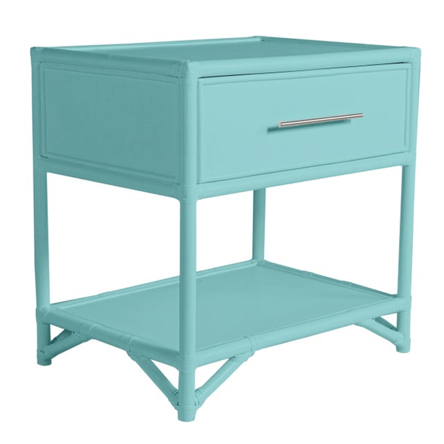 Contemporary Olympia One-Drawer Nightstand in Turquoise For Sale - Image 3 of 6