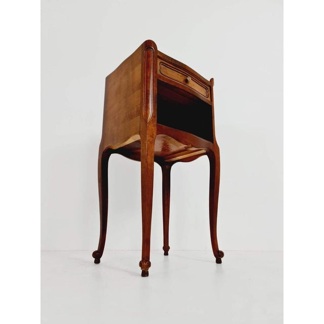 Gold Art Deco French Oak Bedside Table, 1960s For Sale - Image 8 of 11