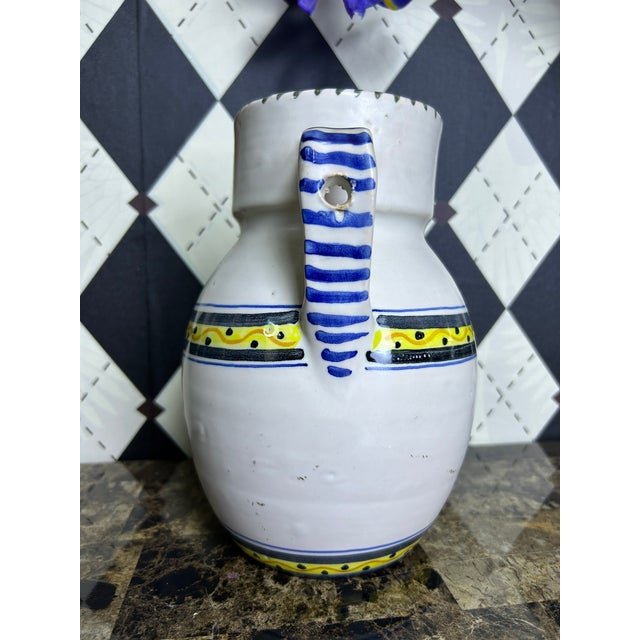 La Menora Talavera Spanish Hand-Painted Ceramic Wall Candle Sconce For Sale - Image 4 of 12