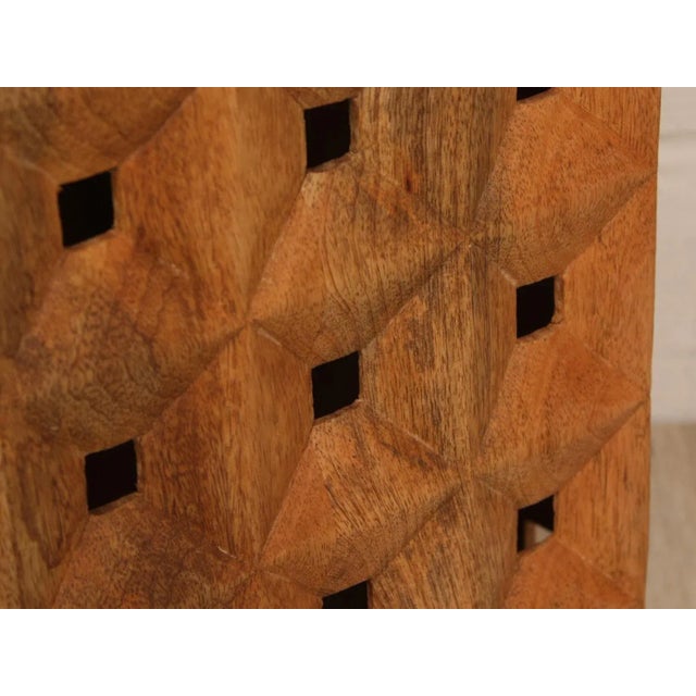 West Elm Carved Wood Side Table Chairish