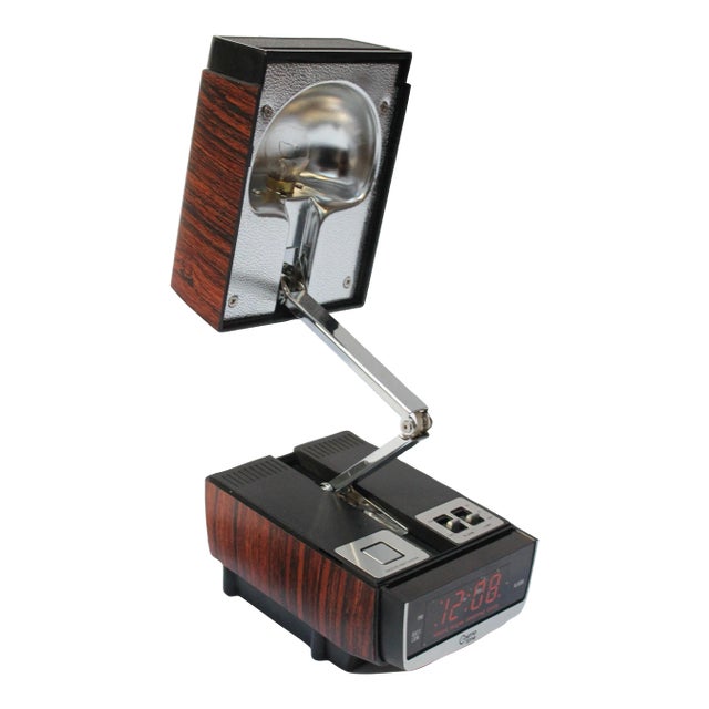 Vintage Collapsible Articulating Alarm Clock Lamp by Cosmo Time For Sale