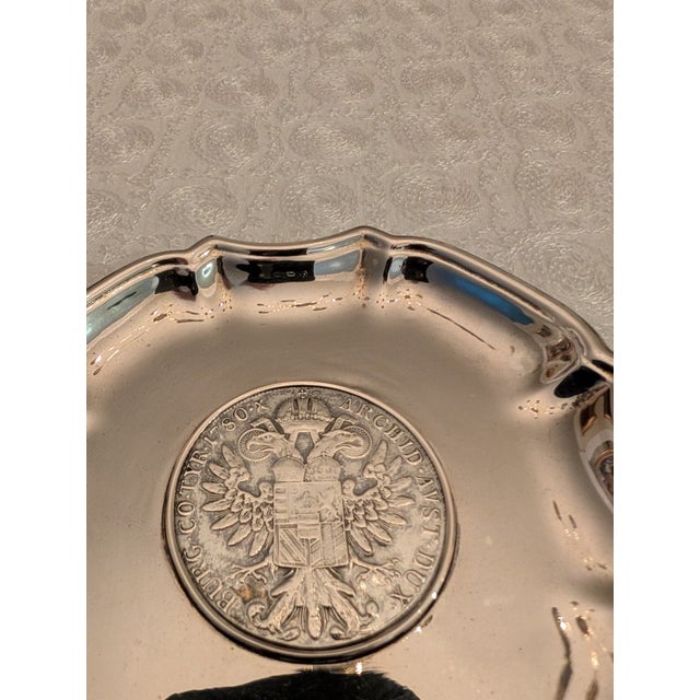 Early 20th Century Sterling Silver Small Dish Tray With Maria Theresa Thaler For Sale - Image 4 of 14