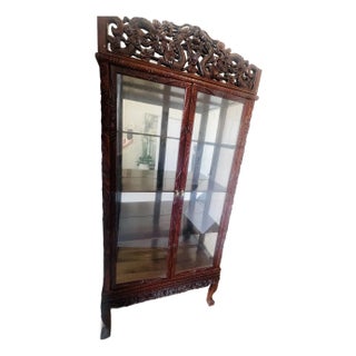 1900-1909 Gorgeous Chinese Chinoiserie Carved Vitrine Display Cabinet For Sale
