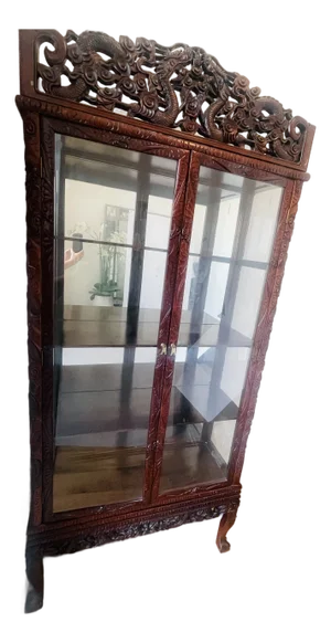 1900-1909 Gorgeous Chinese Rosewood Carved Vitrine Display Cabinet