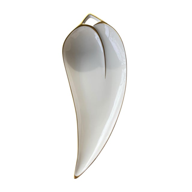 Mid 20th Century Vintage Pickard China Gold Accent 430 Leaf-Shaped Serving Dish | Art Deco Elegance For Sale - Image 5 of 7