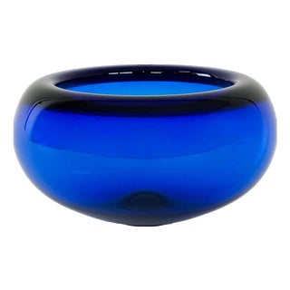 Danish Cobalt Glass Bowl by Per Lütken for Holmegaard, 1960s For Sale
