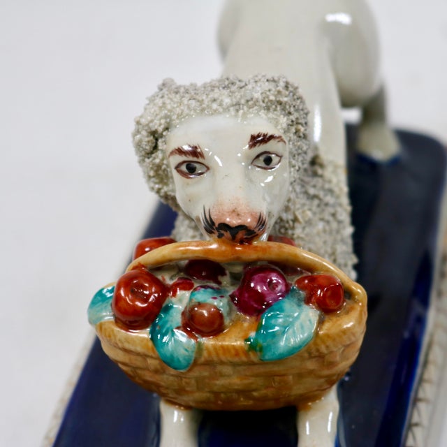 Antique Staffordshire Confetti Poodle W/ Basket Figurine For Sale - Image 9 of 11