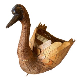 Vintage Rattan Vintage Duck Bowl Catchall For Sale