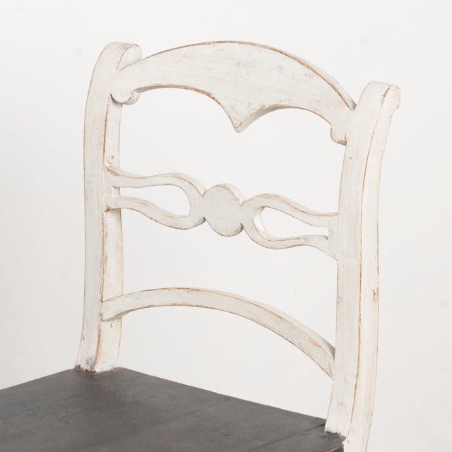 Wood Late 19th Century Pair of Swedish Gustavian White Painted Benches With Black Seats For Sale - Image 7 of 15