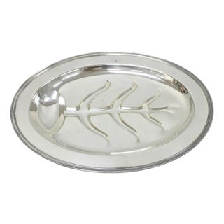 Vintage Crescent Regency Style Silver Plated Oval Cutlery Serving Platter Tray For Sale