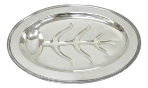 Vintage Crescent Regency Style Silver Plated Oval Cutlery Serving Platter Tray