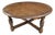 Early 20th Century English Round Oak Carved Edge Turned Leg Stretcher Base Coffee Table For Sale